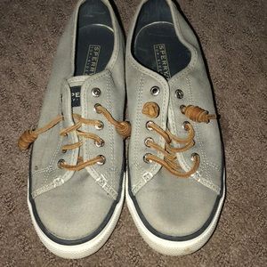 Grey sperry top sider sneakers